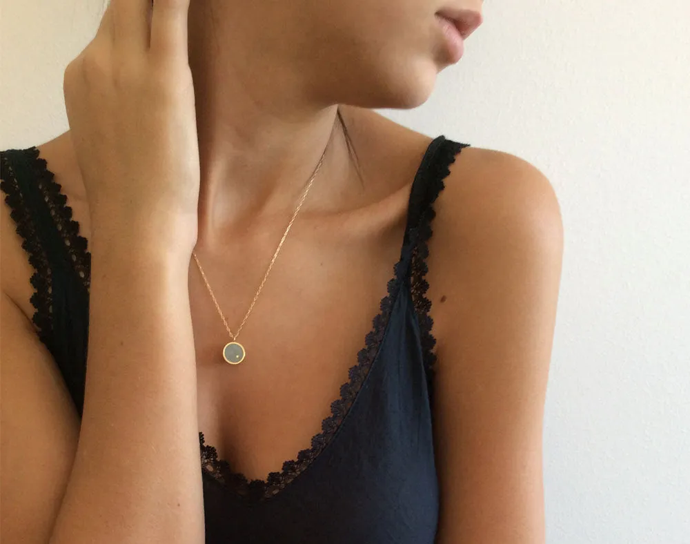 Delicate Hemisphere Gold & Concrete Pendant