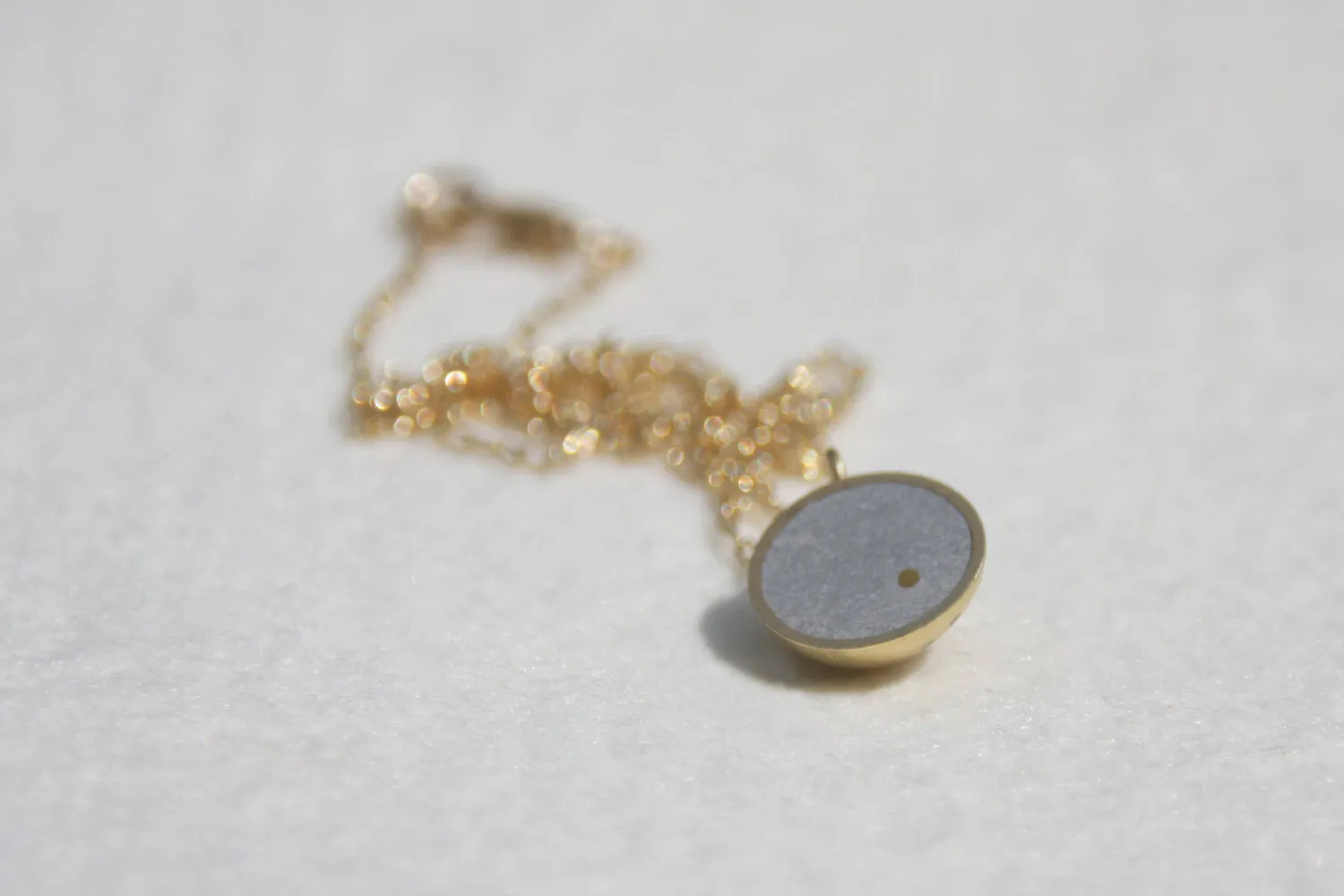 Delicate Hemisphere Gold & Concrete Pendant
