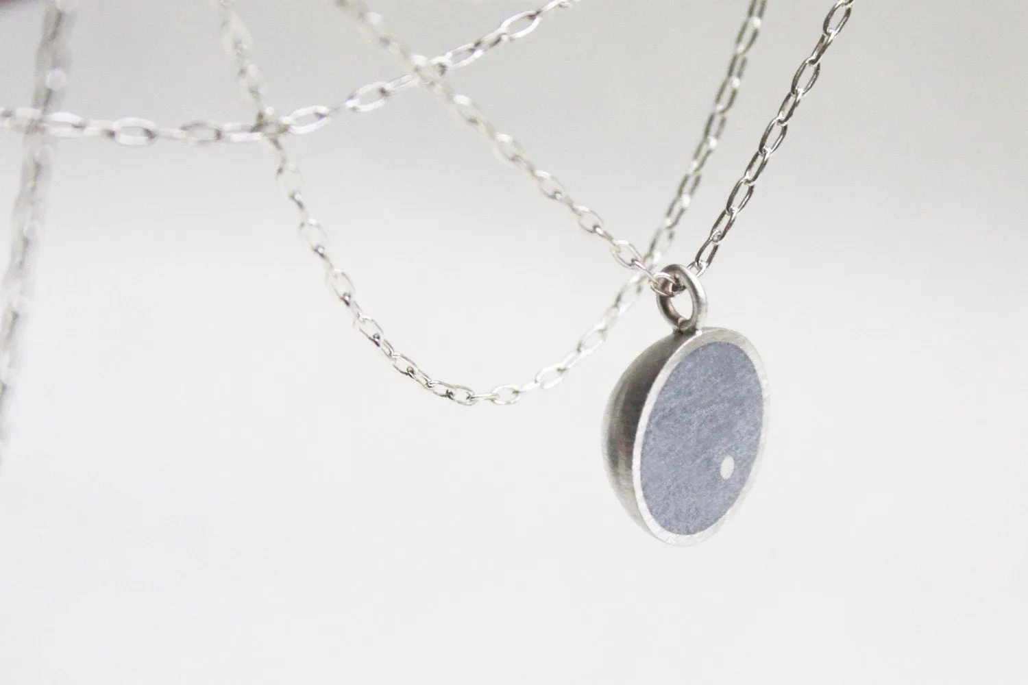 Delicate Hemisphere Gold & Concrete Pendant