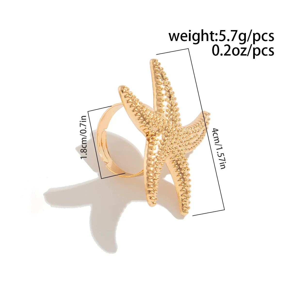 Delicate Hollow Flower Starfish Grape Shaped Pearl Ring Set