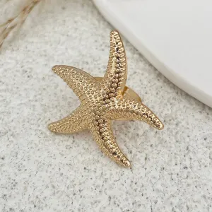 Delicate Hollow Flower Starfish Grape Shaped Pearl Ring Set