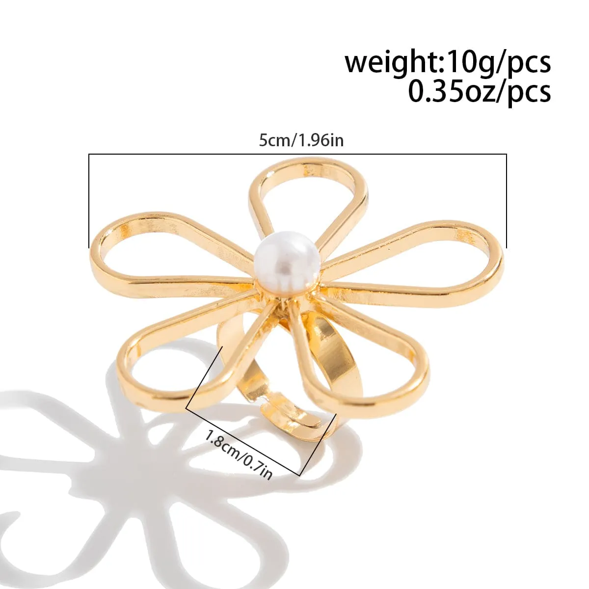 Delicate Hollow Flower Starfish Grape Shaped Pearl Ring Set