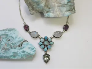 Delicate Larimar Flower Cluster Necklace 6