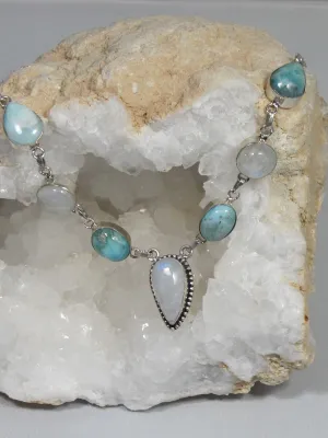 Delicate Larimar Necklace 1 with Moonstone