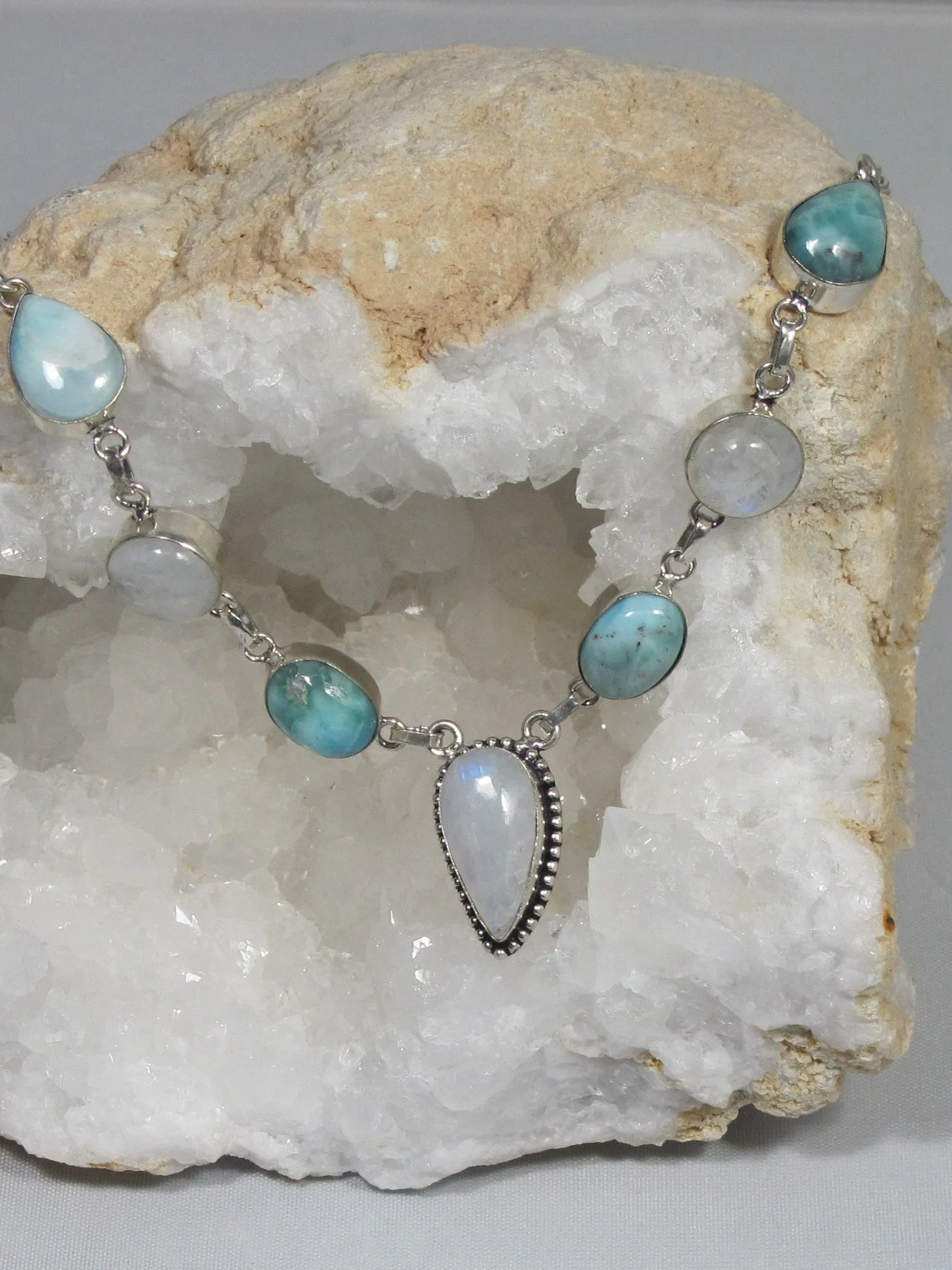 Delicate Larimar Necklace 1 with Moonstone