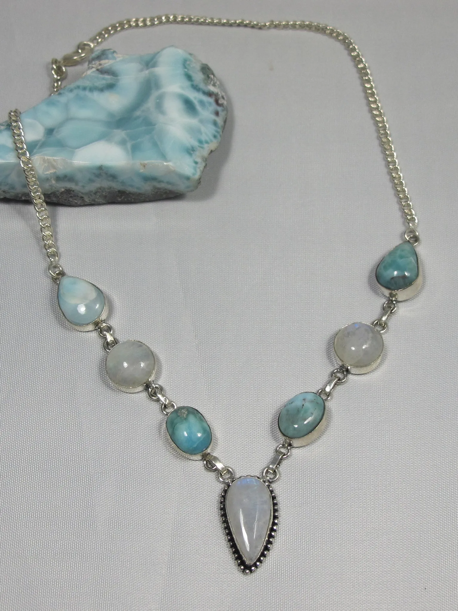 Delicate Larimar Necklace 1 with Moonstone