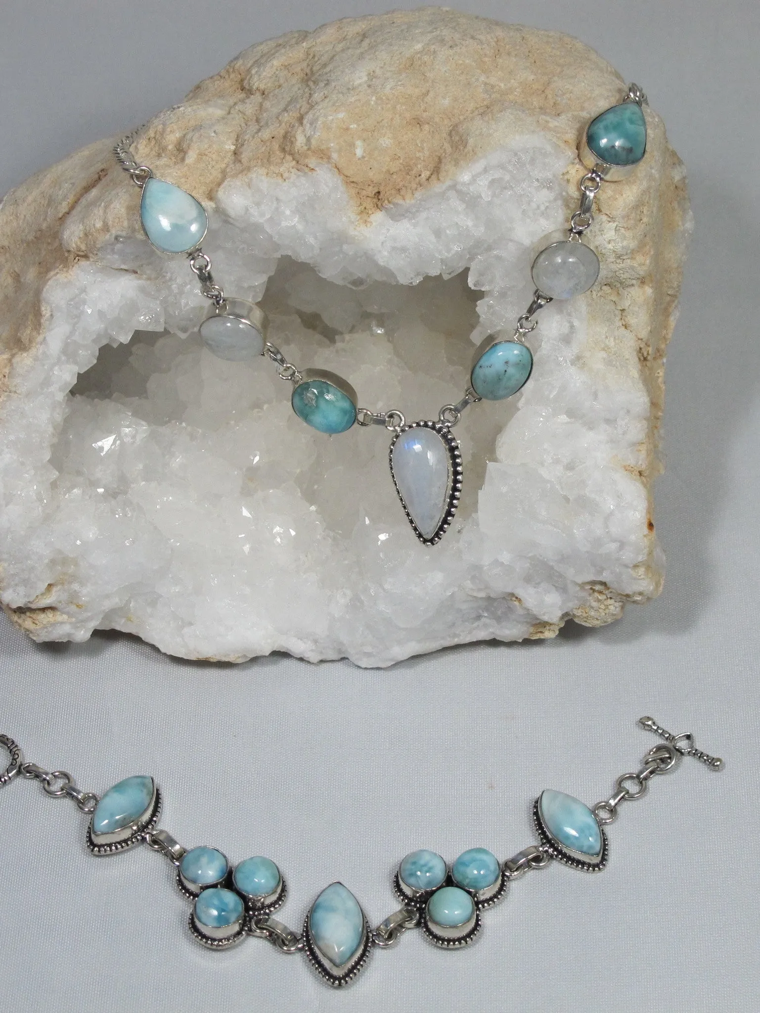 Delicate Larimar Necklace 1 with Moonstone
