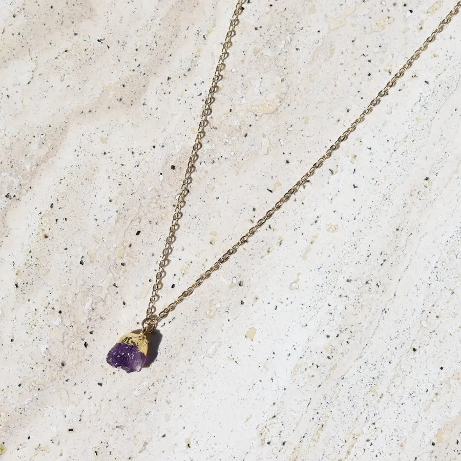 Delicate Raw Amethyst Pendant Necklace