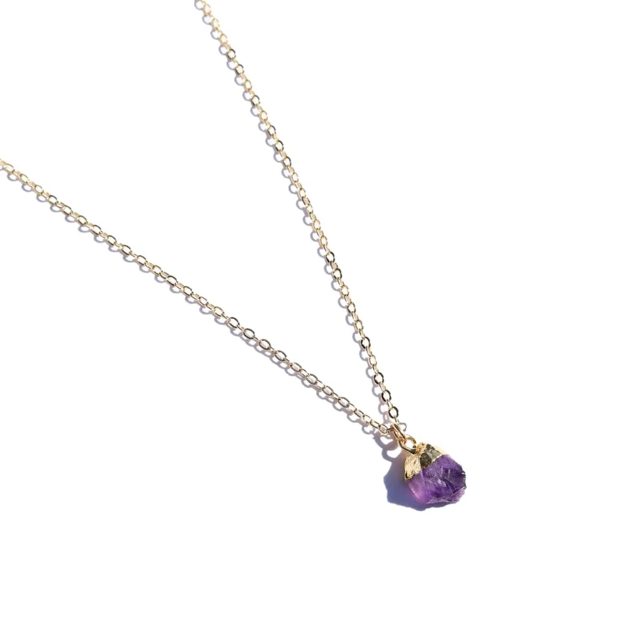 Delicate Raw Amethyst Pendant Necklace