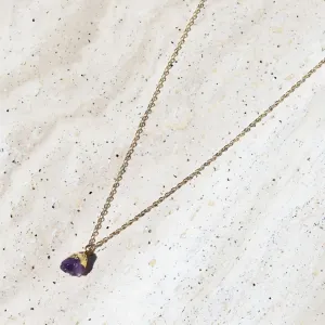 Delicate Raw Amethyst Pendant Necklace