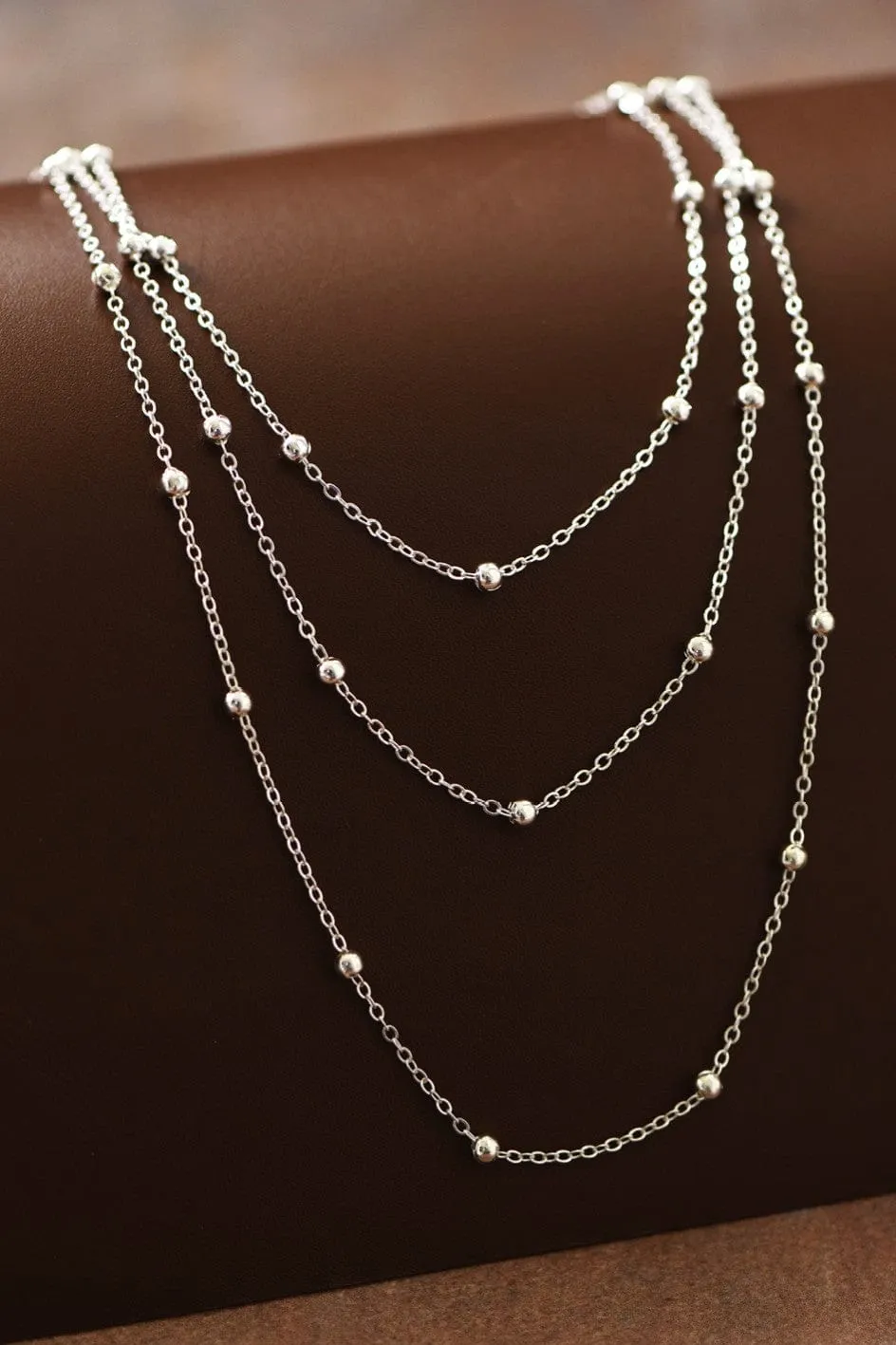 Delicate Triple Layered Necklace In Silver