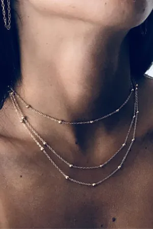 Delicate Triple Layered Necklace In Silver