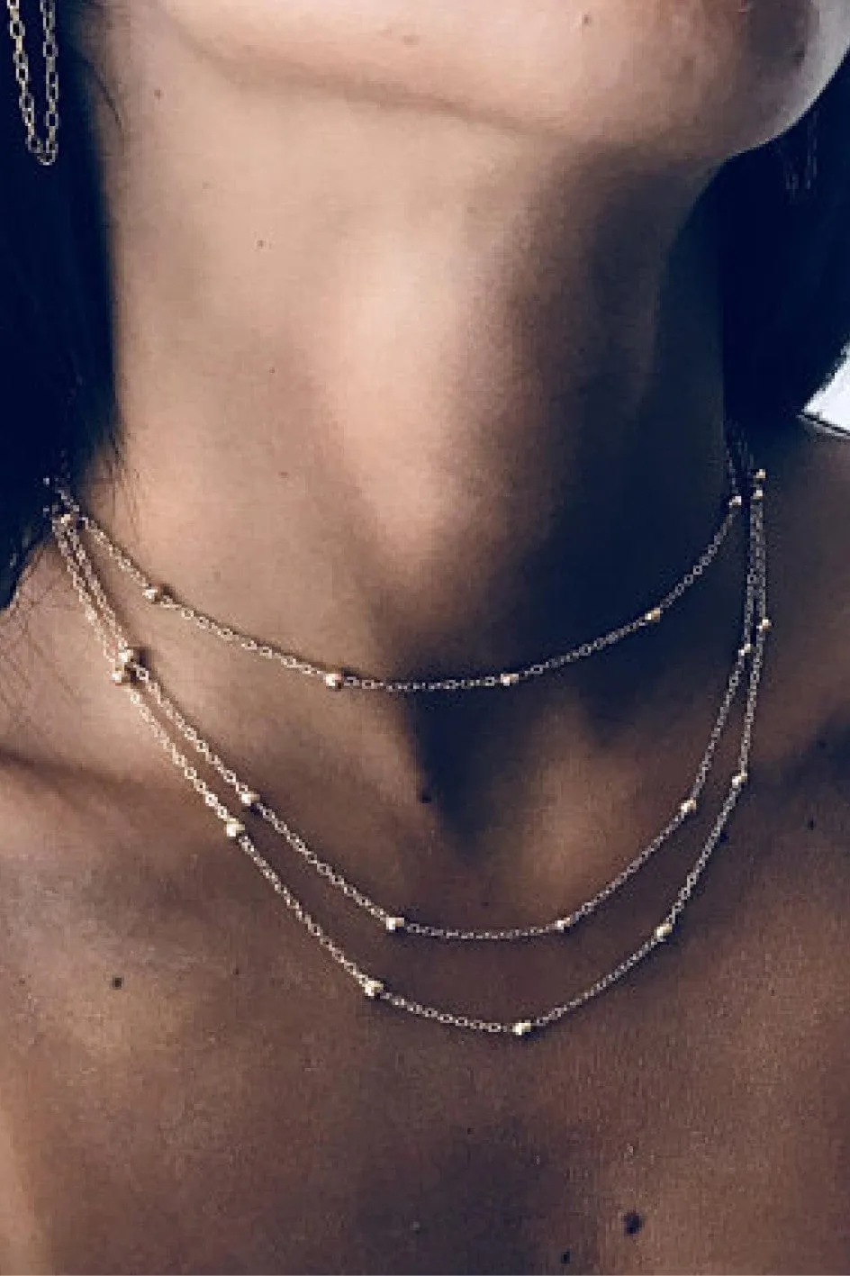 Delicate Triple Layered Necklace In Silver