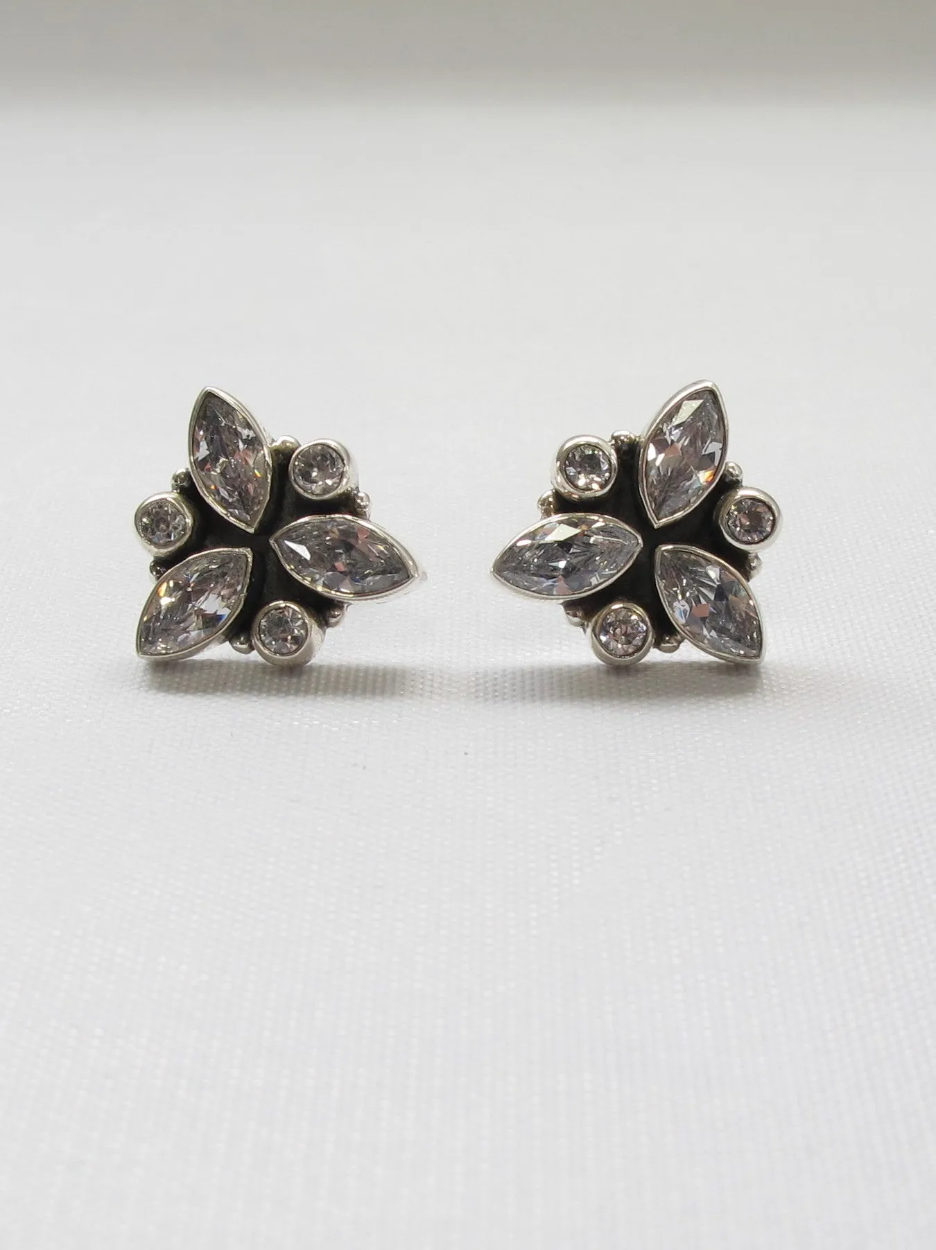 Delicate White Topaz Cluster Earring Set 1