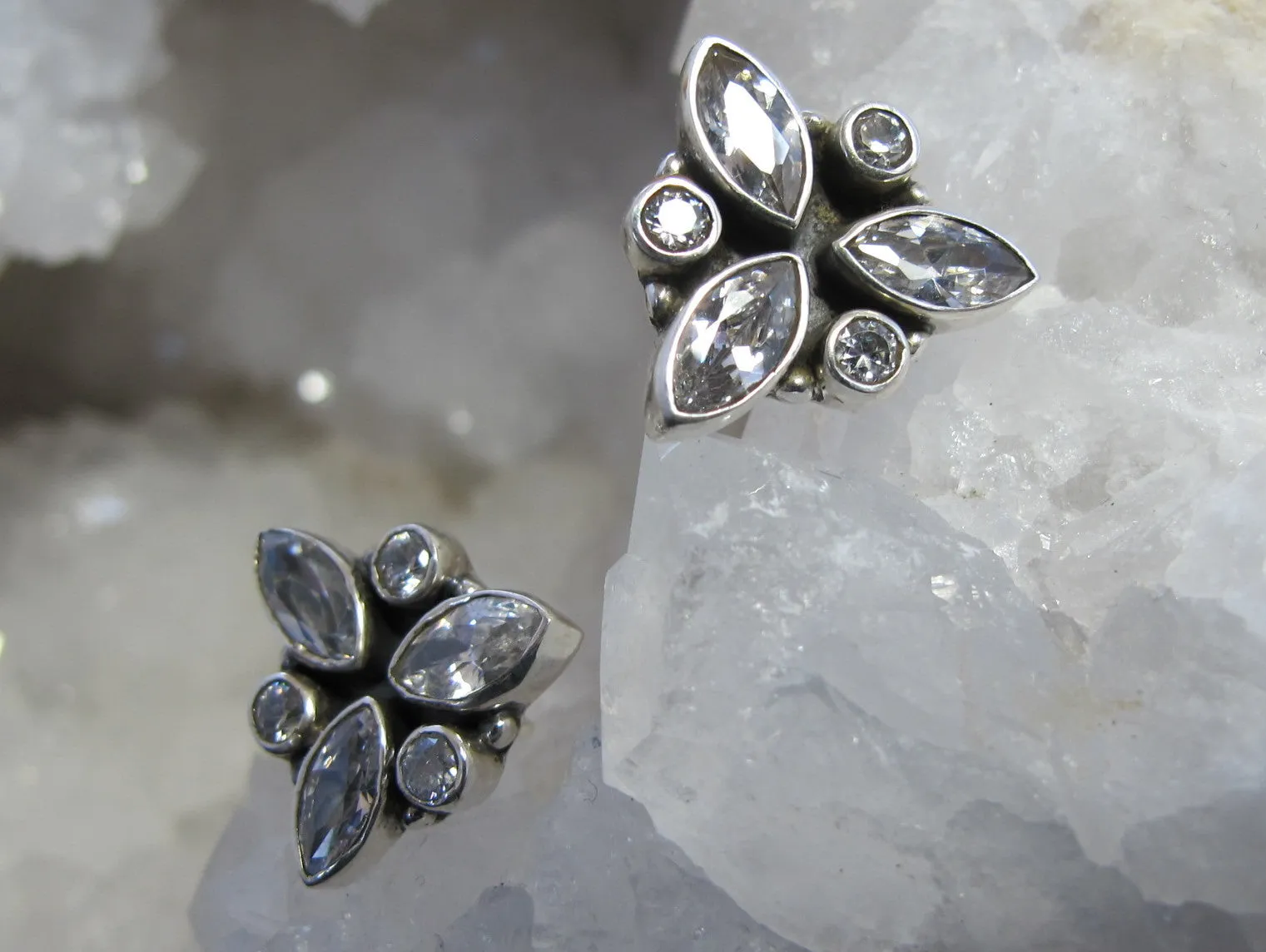 Delicate White Topaz Cluster Earring Set 1