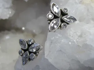 Delicate White Topaz Cluster Earring Set 1