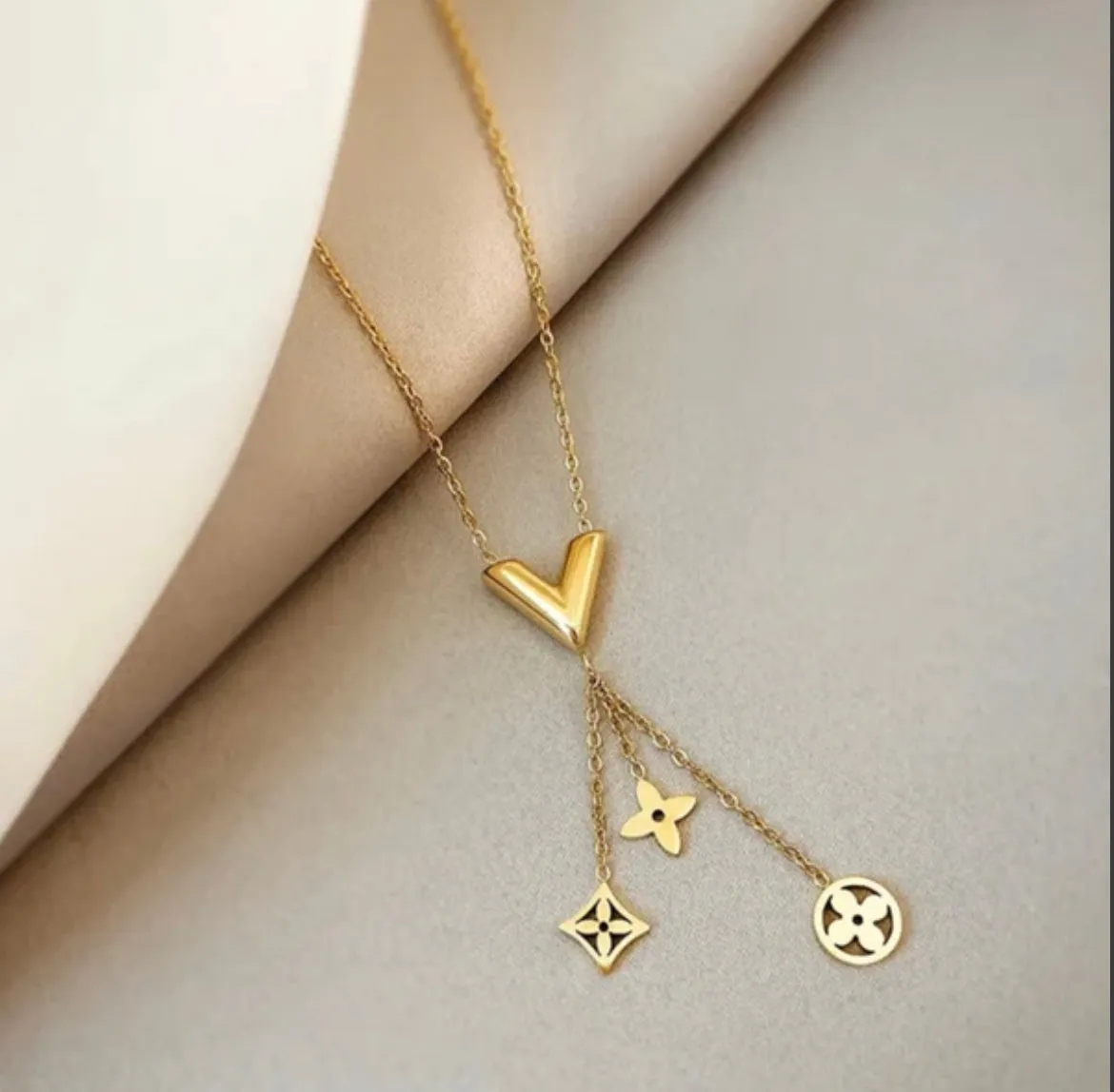 Designer Inspired Clover Charms Set (Earrings/Necklace) - Gold