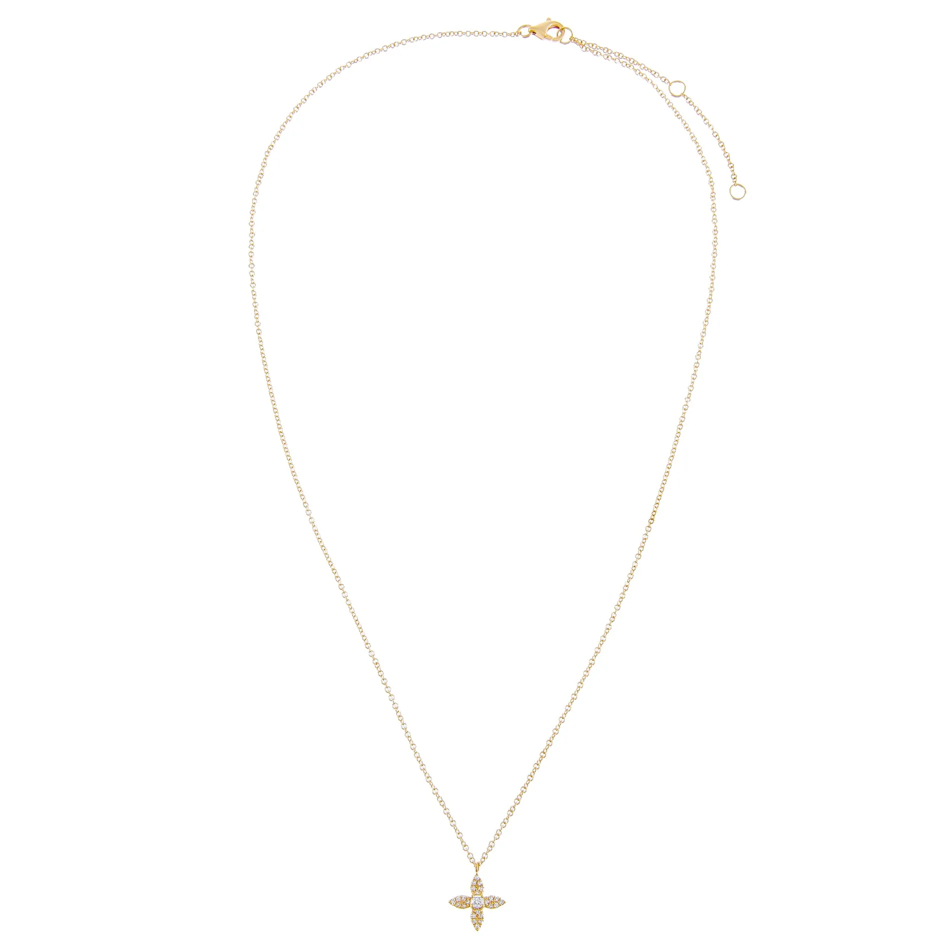 Diamond 4 Petal Flower Necklace 14K