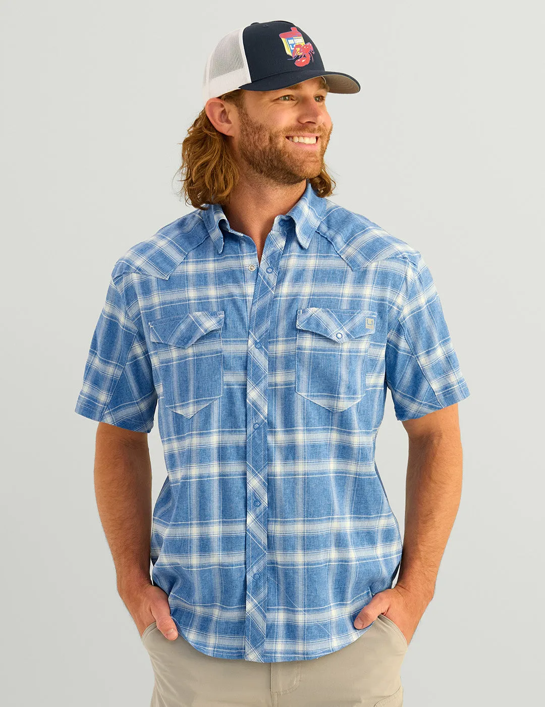 Diamond Back Plaid Short Sleeve Button-Down