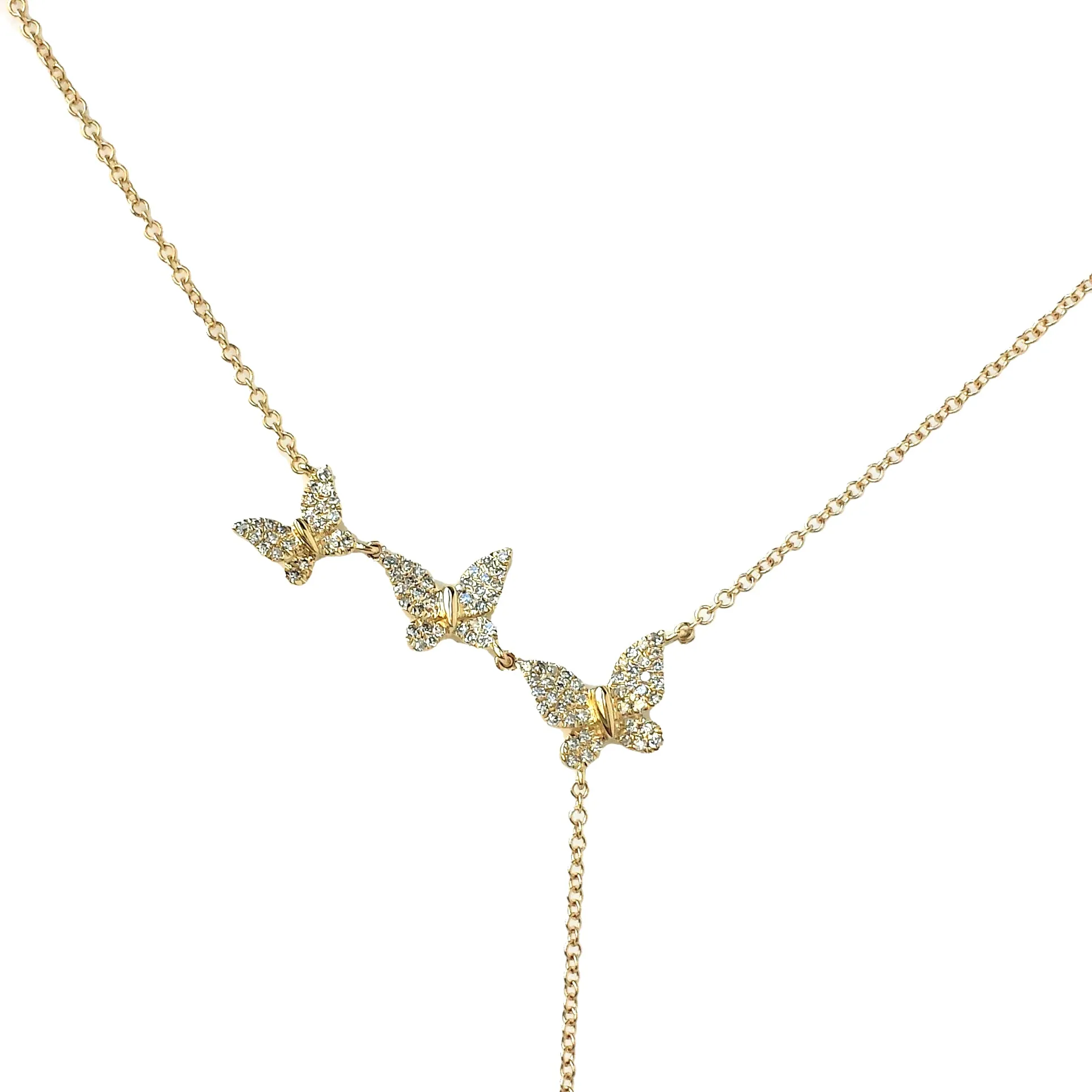 Diamond Butterfly Lariat Necklace