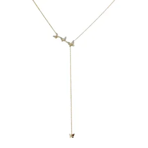 Diamond Butterfly Lariat Necklace