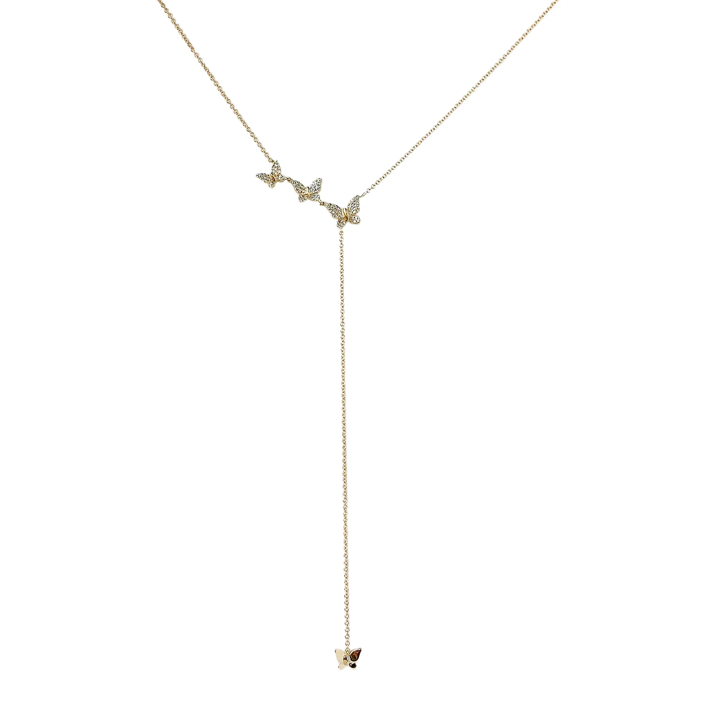 Diamond Butterfly Lariat Necklace