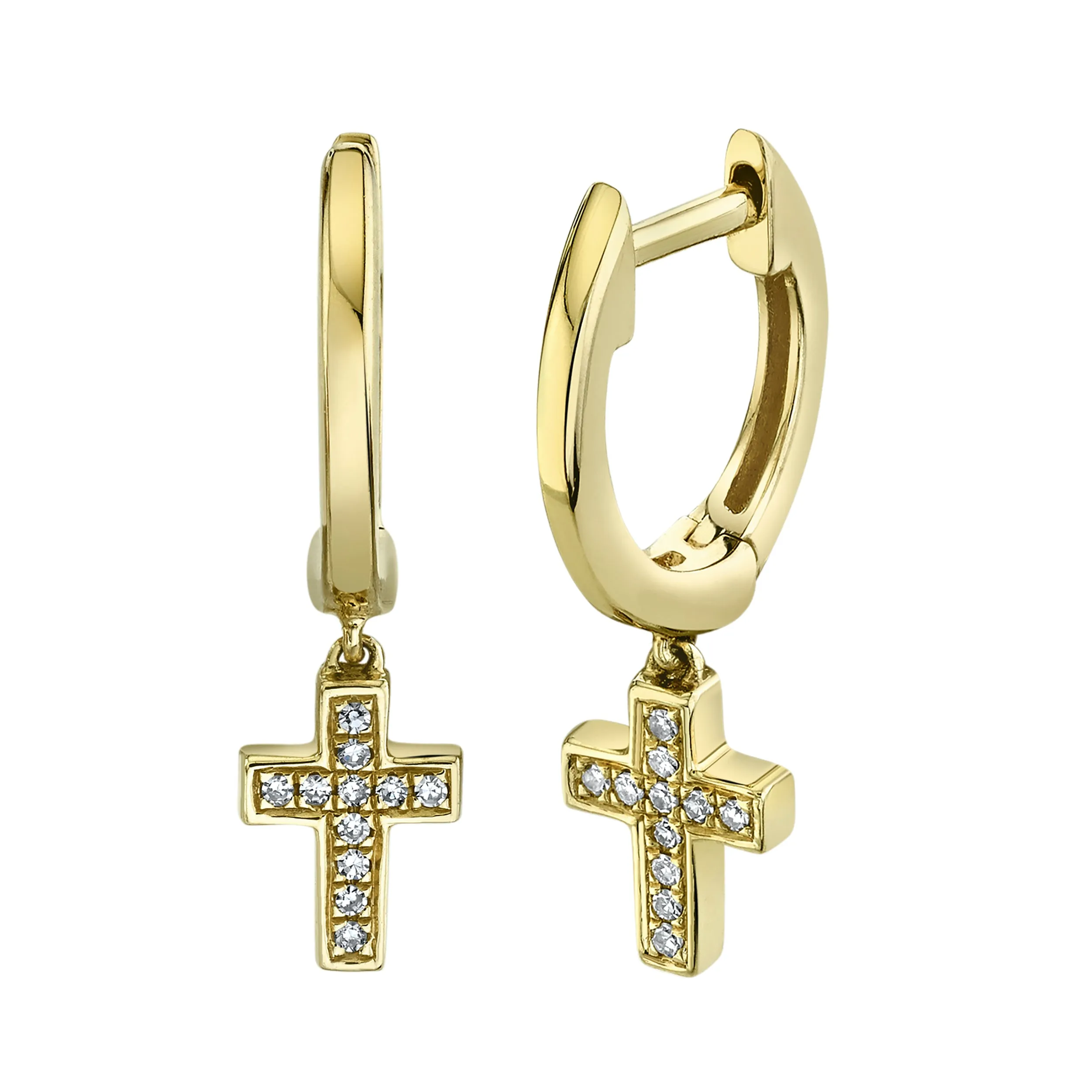 Diamond Cross Huggie Hoops