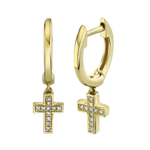 Diamond Cross Huggie Hoops