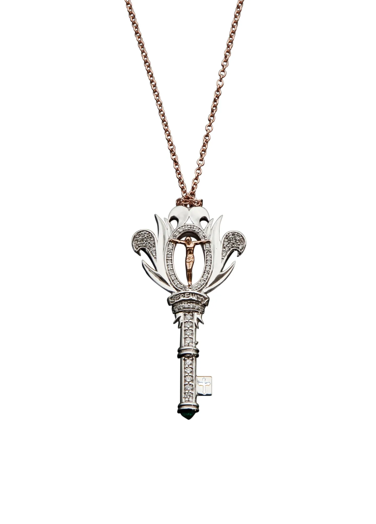 Diamond Crucifix Key Necklace