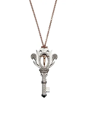 Diamond Crucifix Key Necklace