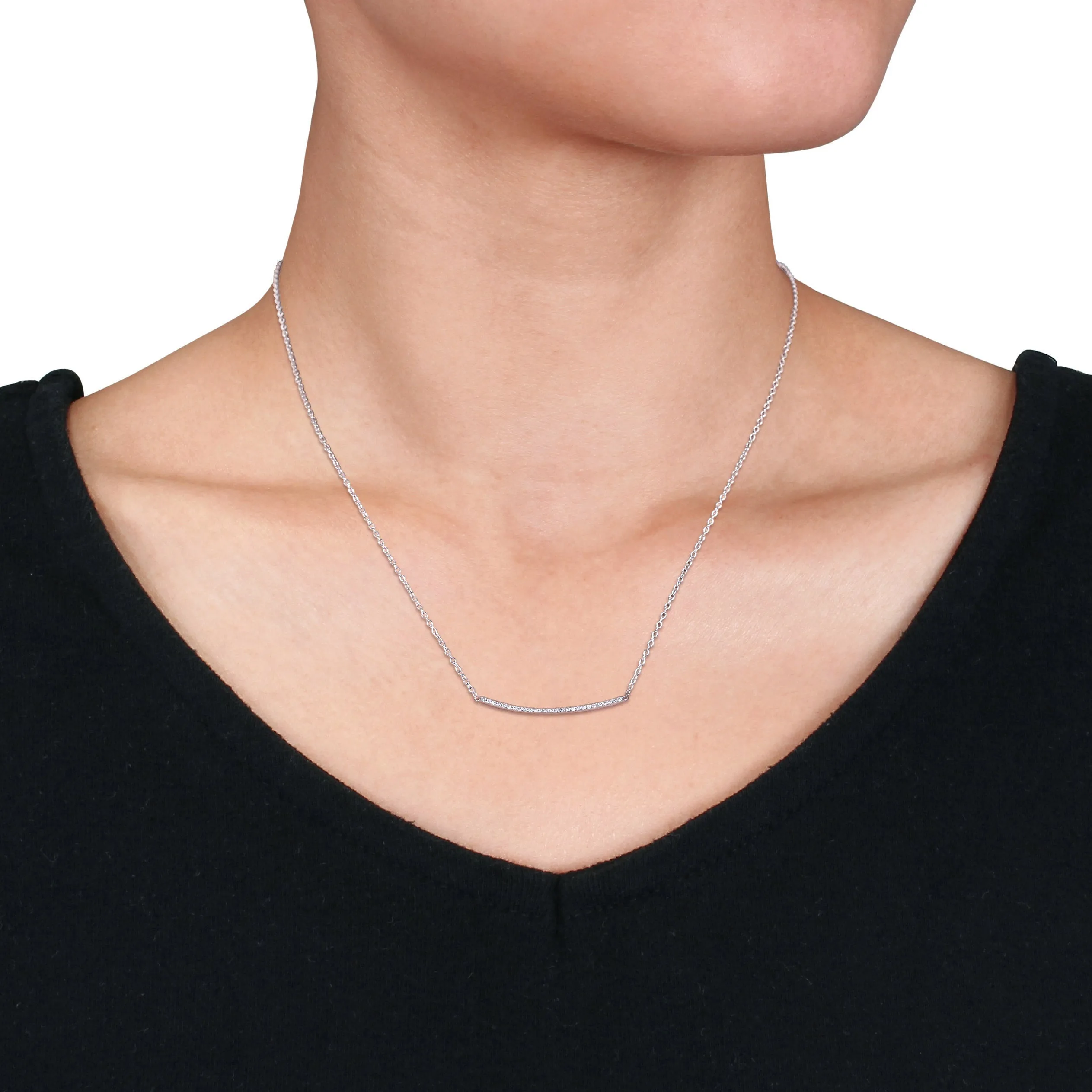 Diamond Curved Bar Necklace