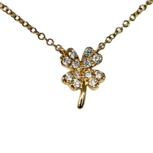 Diamond Four Leaf Clover Necklace in Solid 14kt Gold