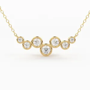 Diamond Necklace / 14k Gold Necklace / Floating Diamonds Necklace / Diamond Bubble Pendant / Birthday Gift for Her / Bezel Diamond Necklace