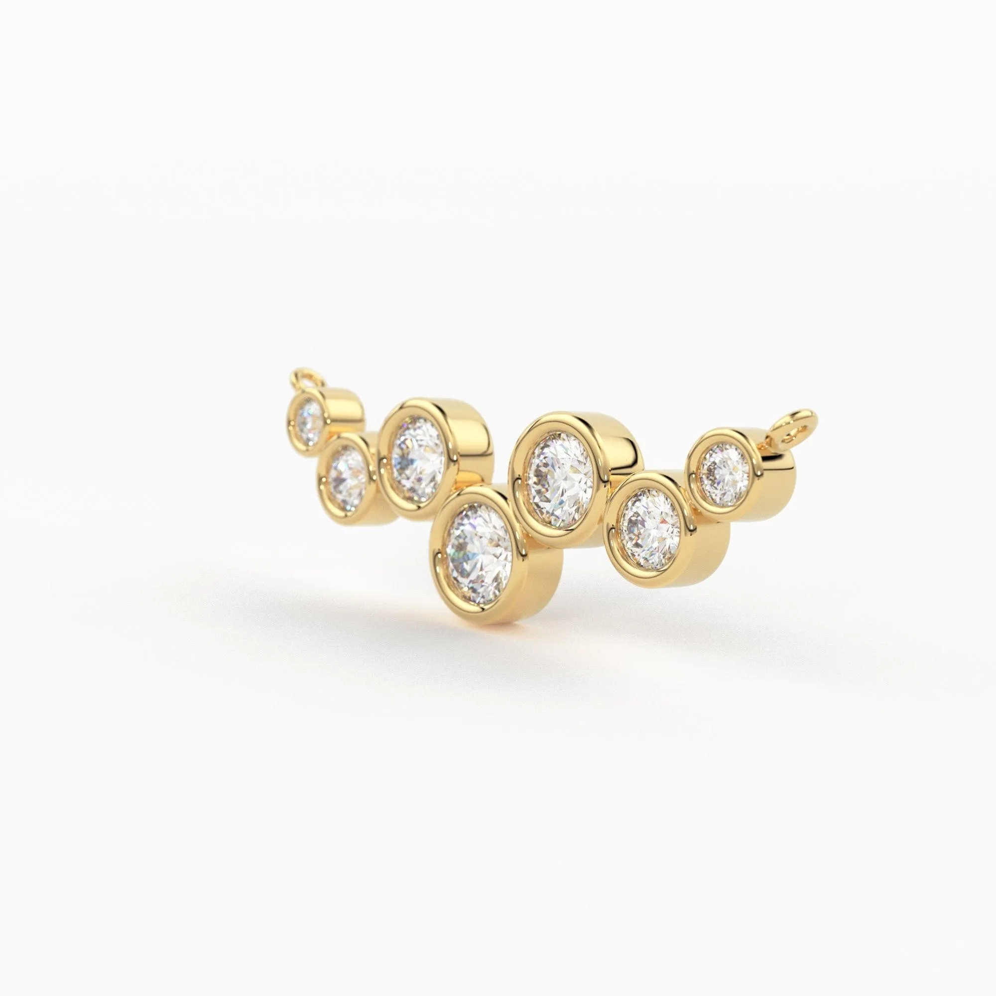 Diamond Necklace / 14k Gold Necklace / Floating Diamonds Necklace / Diamond Bubble Pendant / Birthday Gift for Her / Bezel Diamond Necklace