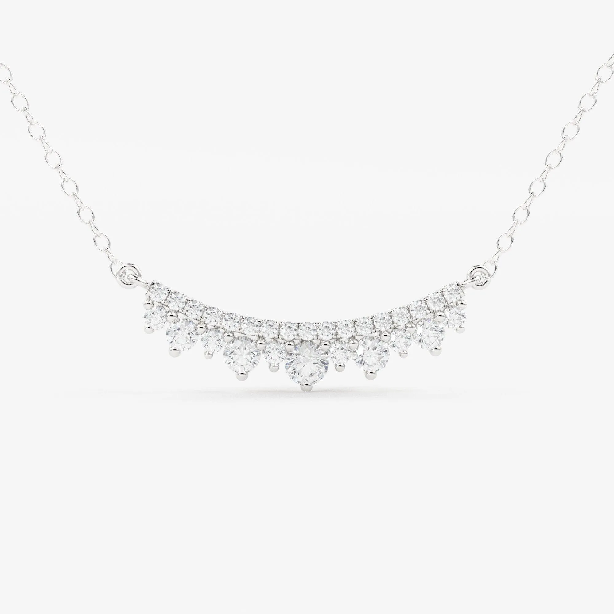 Diamond Necklace in 14k Solid Gold / Diamond Bar Necklace / Curved Bar Necklace / Birthday Gift for Her / Bridal Jewelry / Brilliant Cut