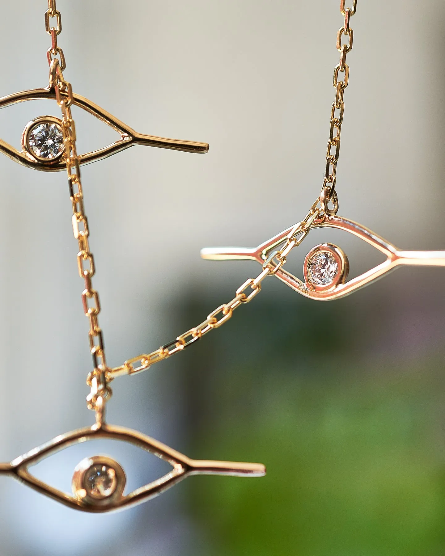 Diamond Triple Eye Pendant Necklace