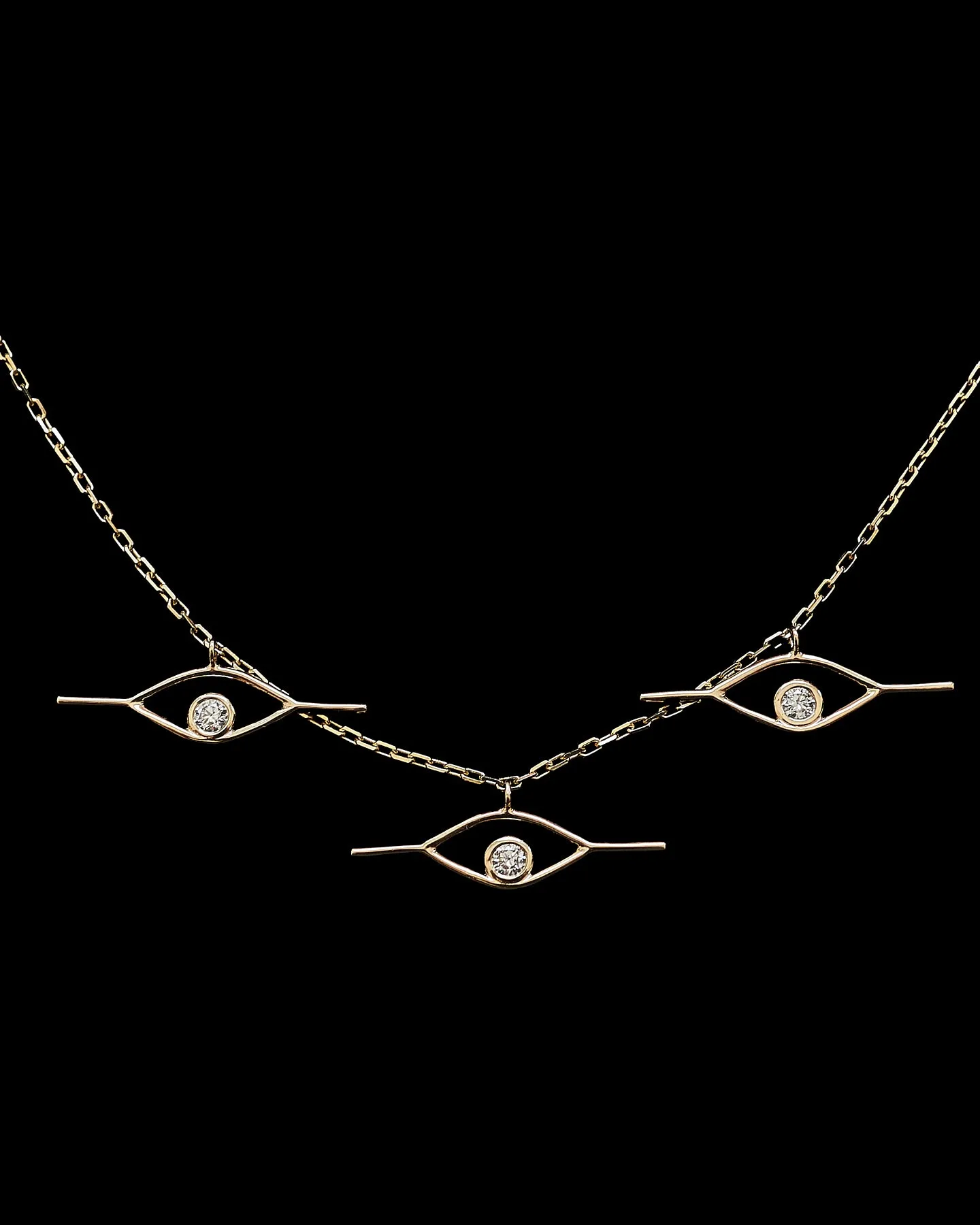 Diamond Triple Eye Pendant Necklace