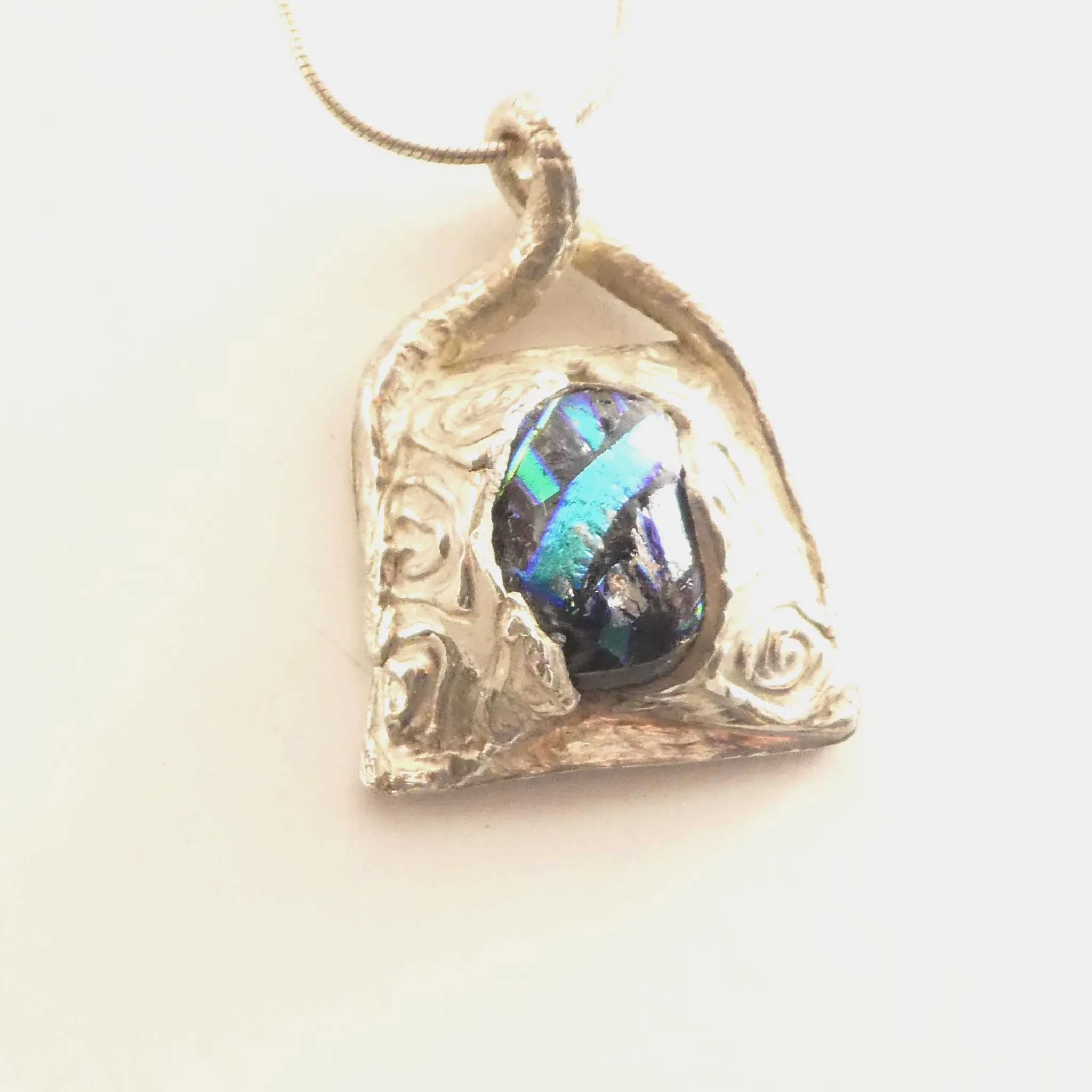 Dichroic Glass Fine Silver Necklace
