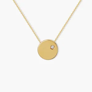 Disk Pendant Necklace With Diamond