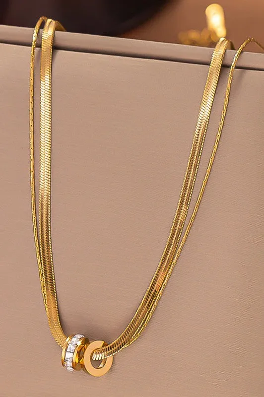 Double Chain Pendant Necklace
