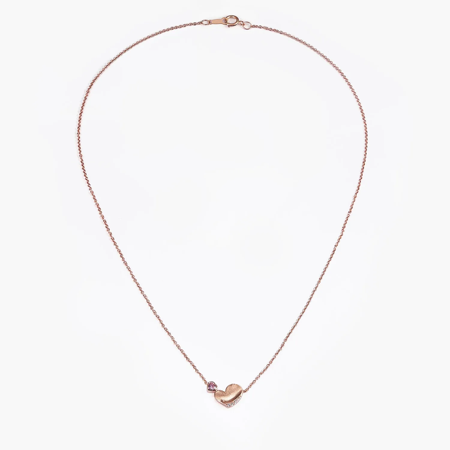 Double Crystal Heart Necklace With Moissanite Diamonds