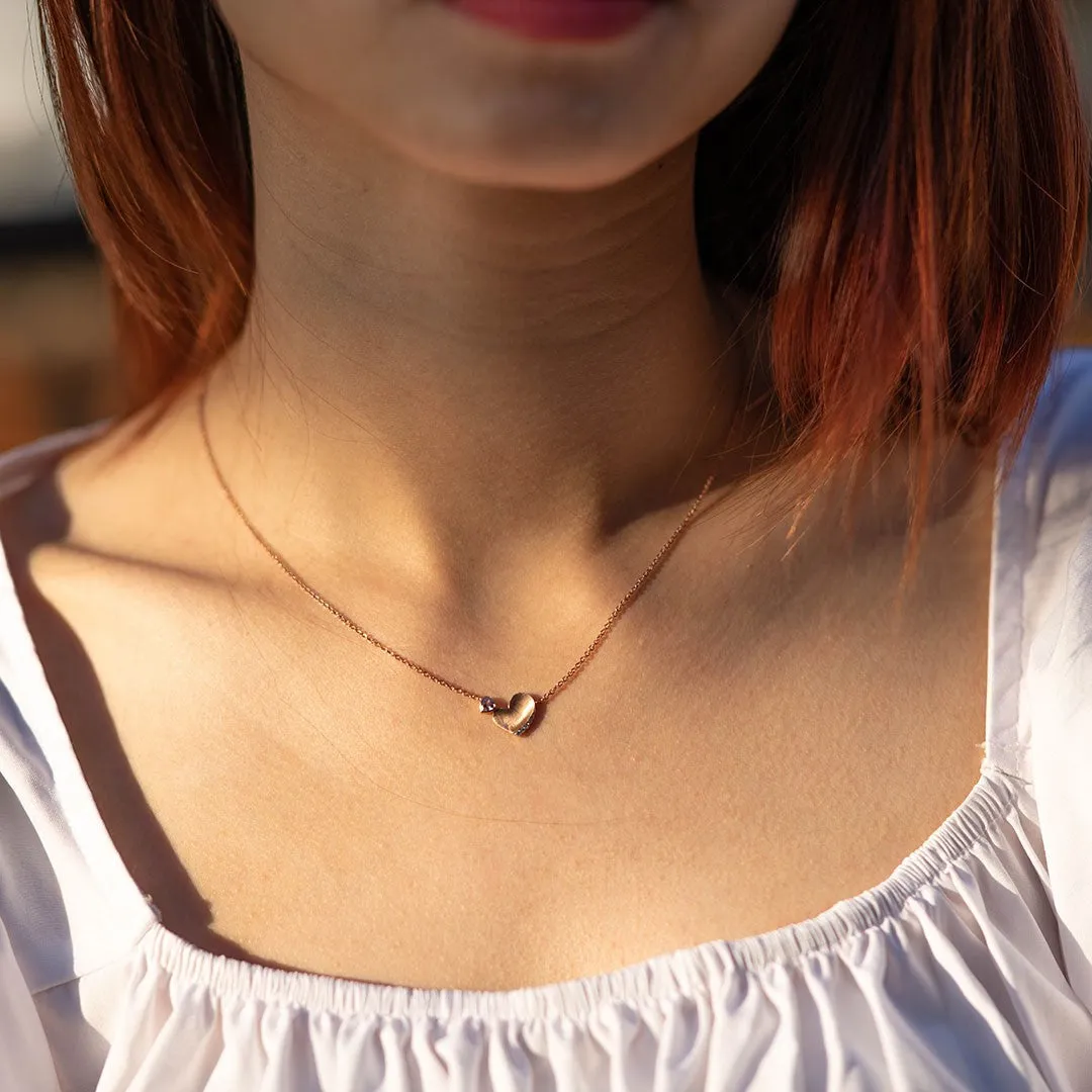 Double Crystal Heart Necklace With Moissanite Diamonds