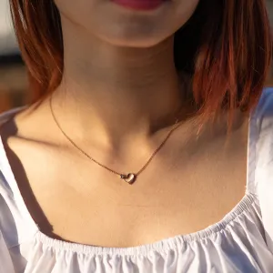 Double Crystal Heart Necklace With Moissanite Diamonds