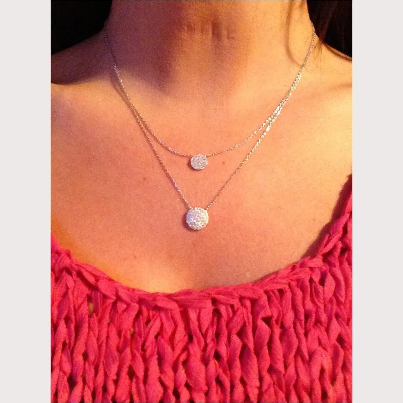 Double Disc Necklace-Silver