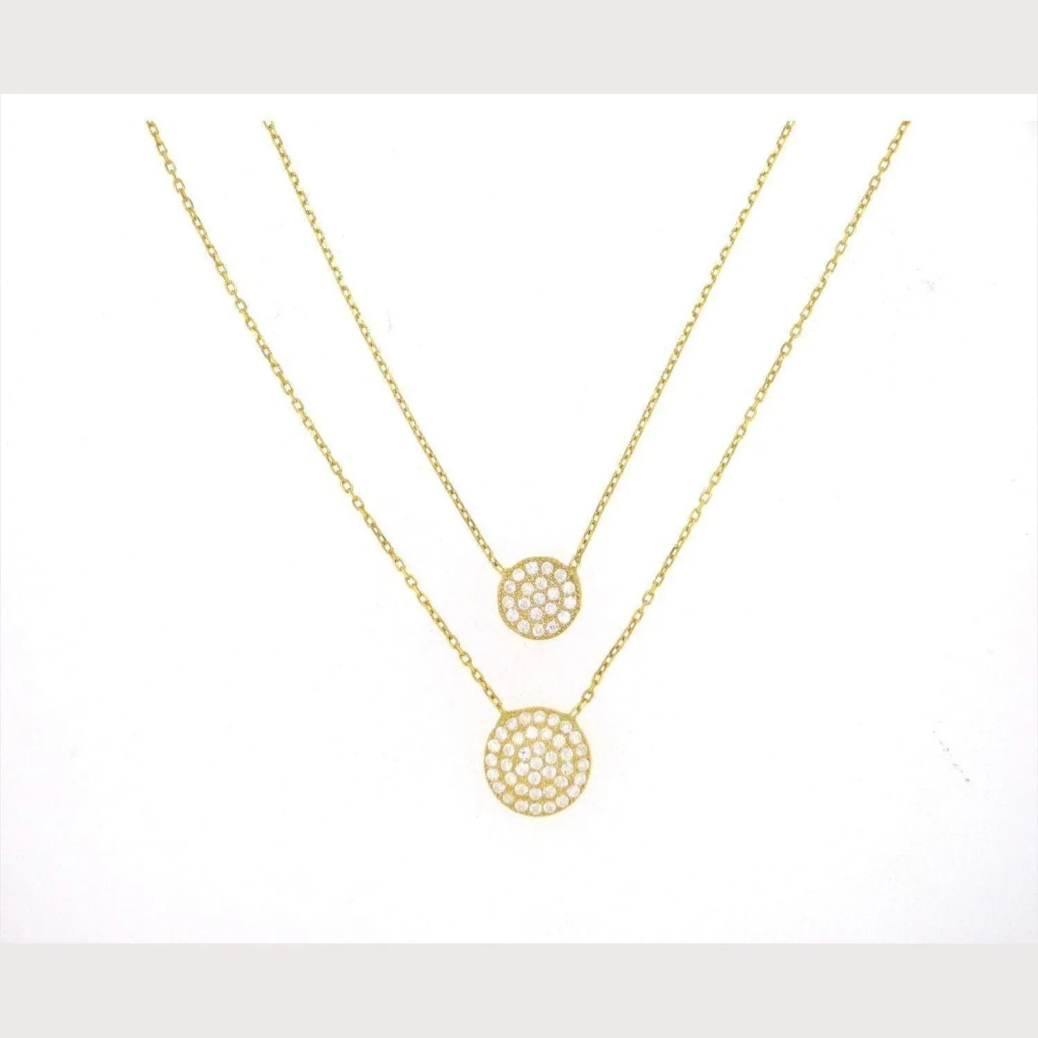 Double Disc Necklace-Silver