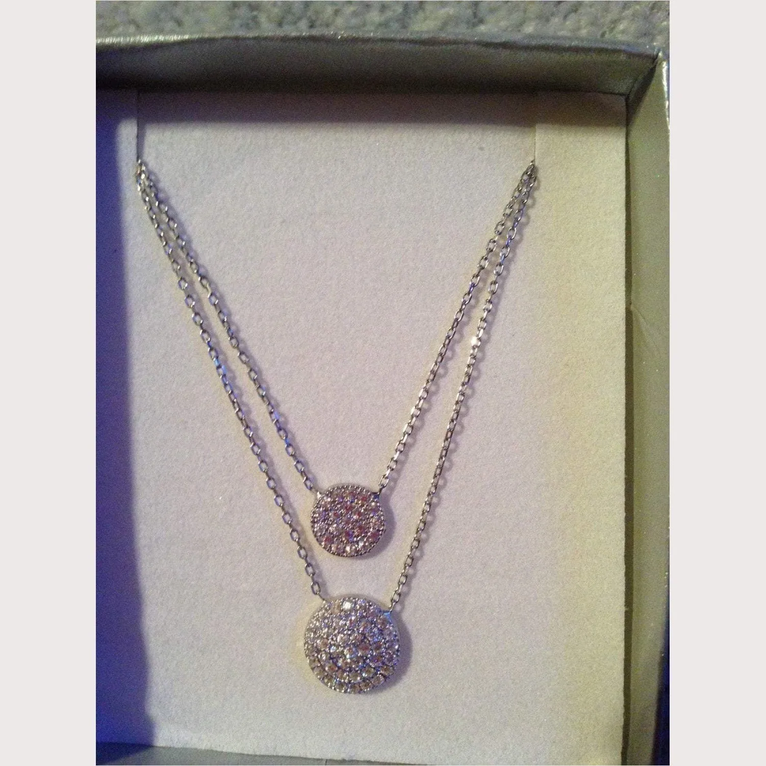 Double Disc Necklace-Silver