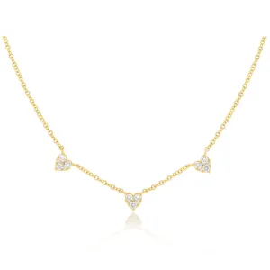 EF Collection Triple Full Cut Diamond Heart Necklace