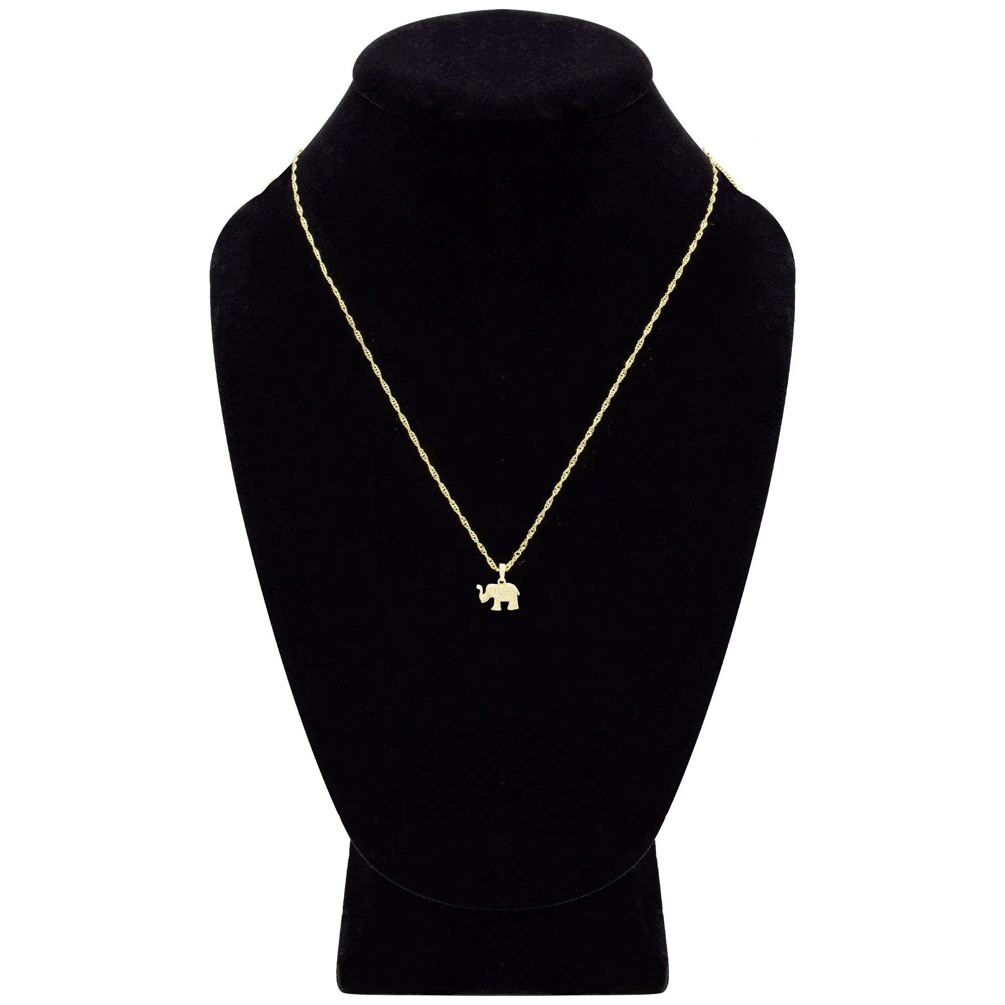 Elephant Cubic Zirconia Pendant With 14K Gold Filled Necklace Set