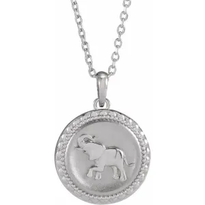 Elephant Necklace in 14K/18K White, Yellow, Rose Gold & Platinum