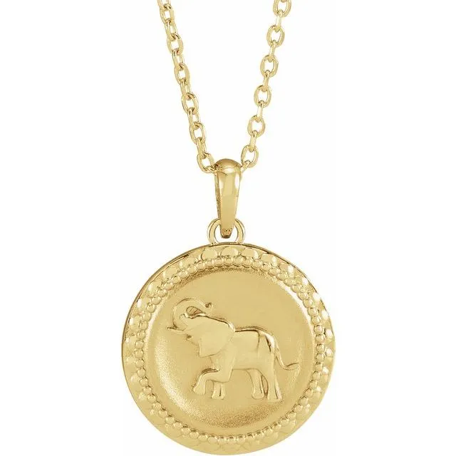 Elephant Necklace in 14K/18K White, Yellow, Rose Gold & Platinum